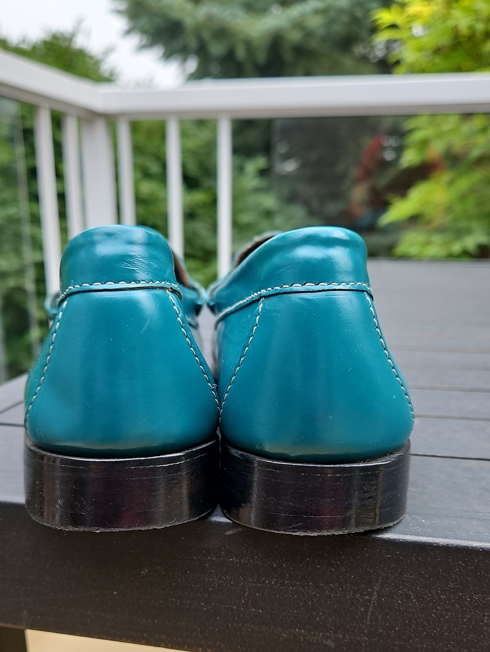 G.H. Bass & Co. Teal Leather Penny Loafers - Picture 6 of 7
